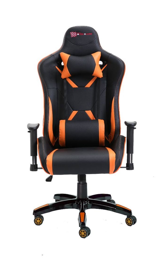PU Leather Reclining Office Desk Gaming Executive Chair -Orange