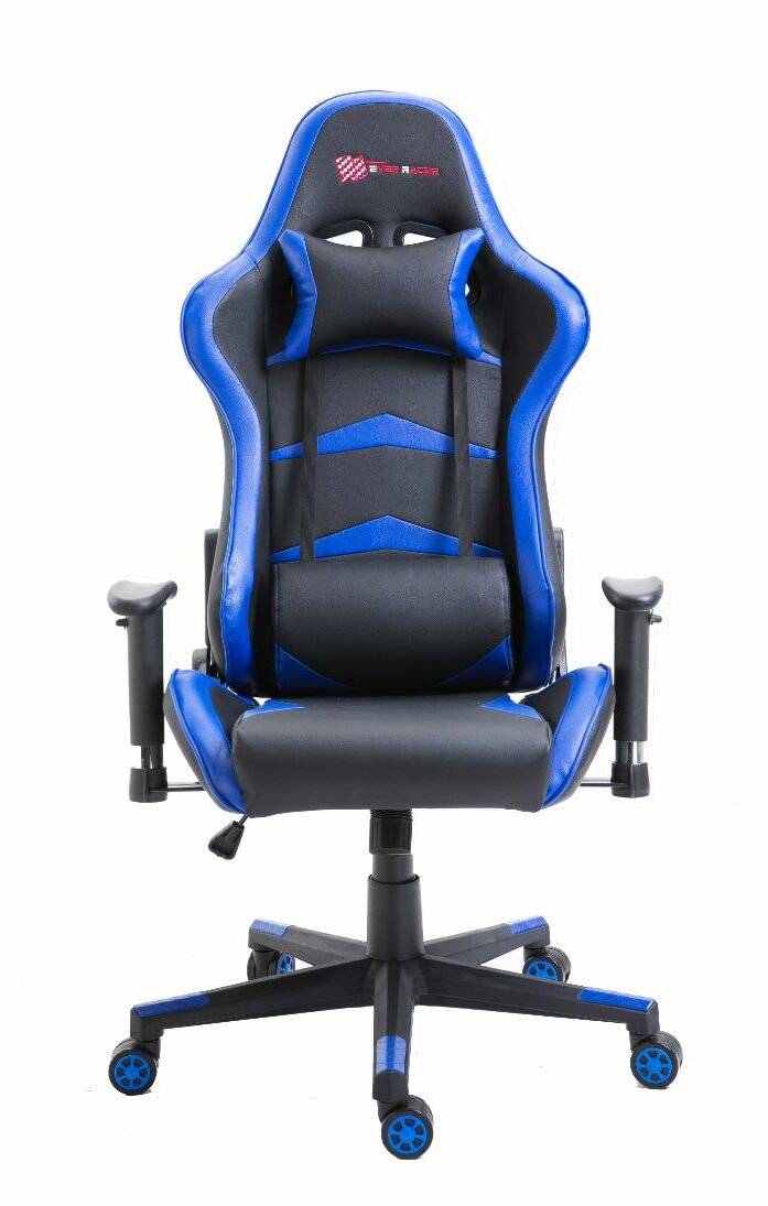 New EverRacer Gaming Office Chair PU Leather Black & Blue
