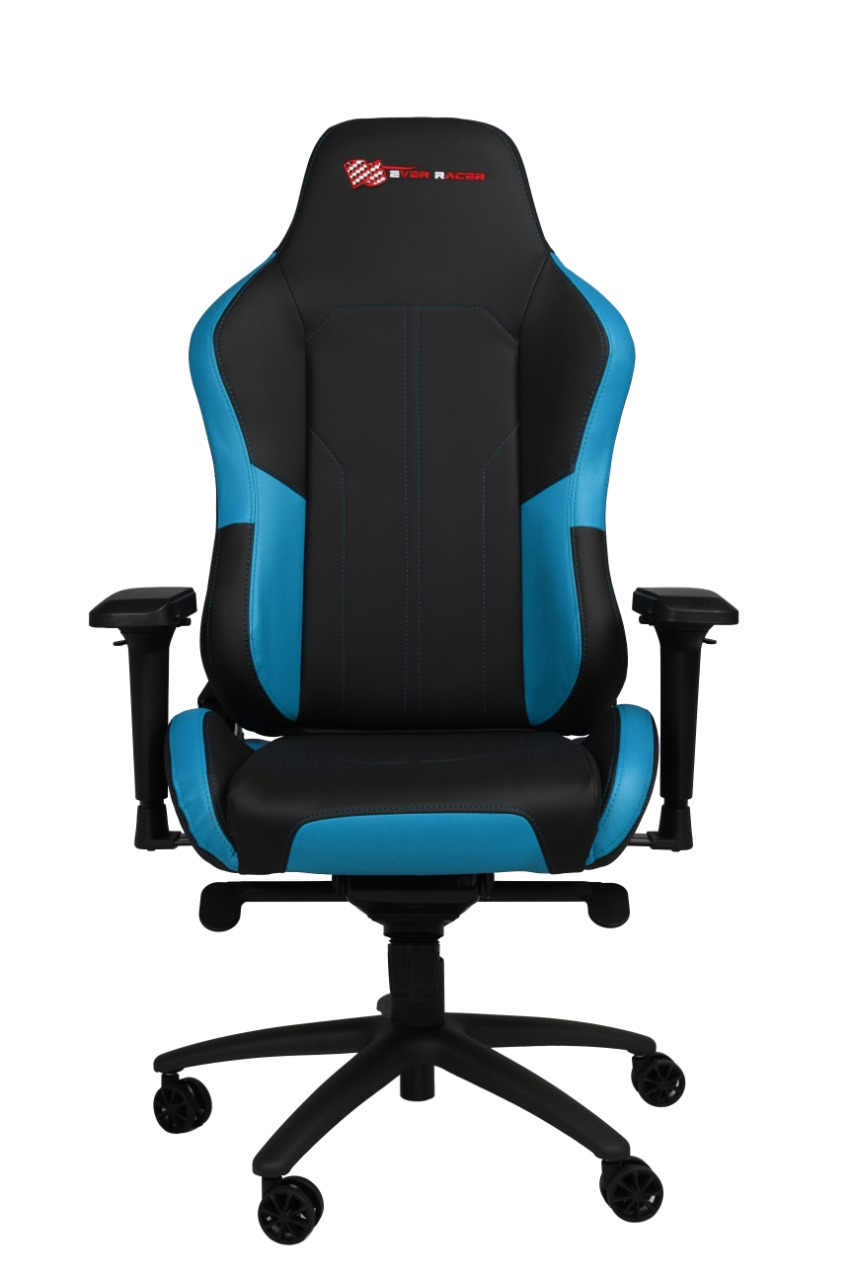 EverRacer Blue & Black Gaming & Executive Office Chair with Lumbar Support